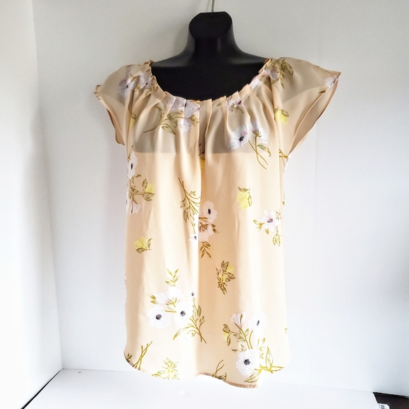 LC Lauren Conrad Peach Pleated Neck Blouse S - Picture 4 of 6